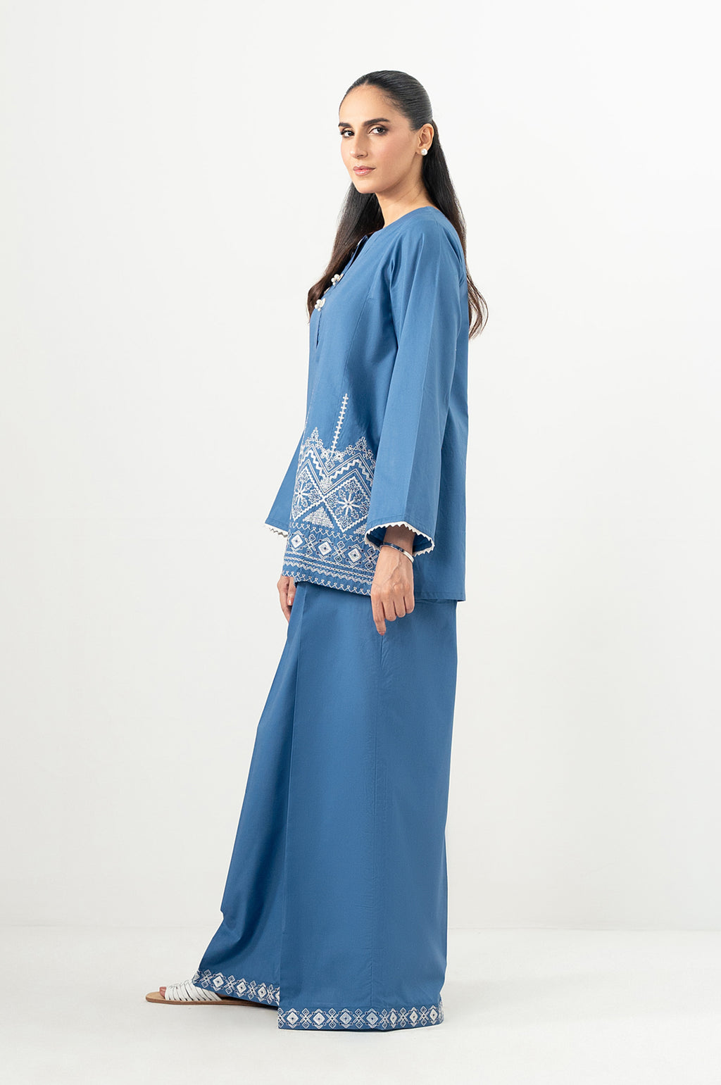 Stitched 2 Piece Embroidered Cambric Suit