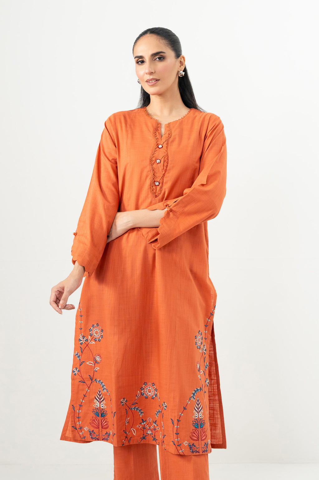 Stitched 2 Piece Embroidered Slub Suit
