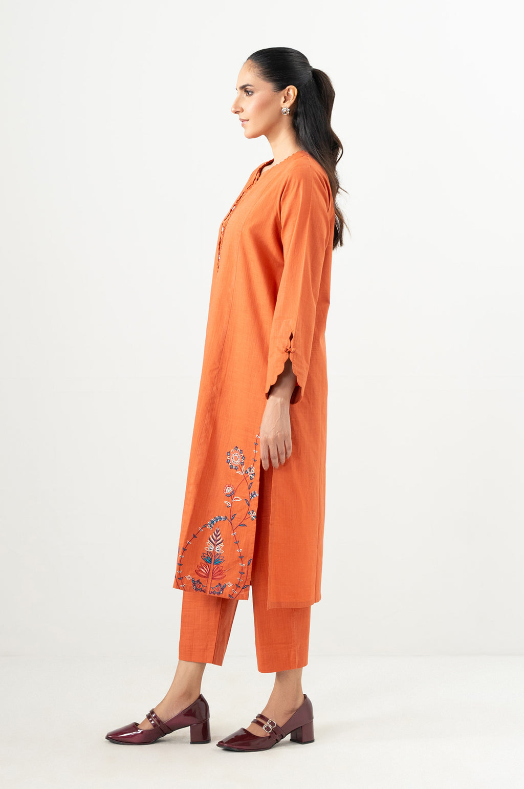 Stitched 2 Piece Embroidered Slub Suit