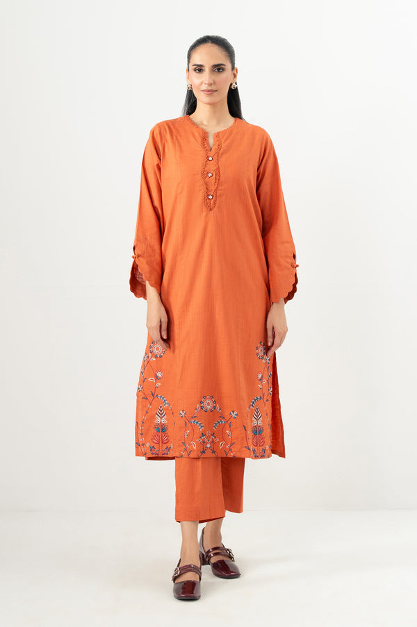 Stitched 2 Piece Embroidered Slub Suit