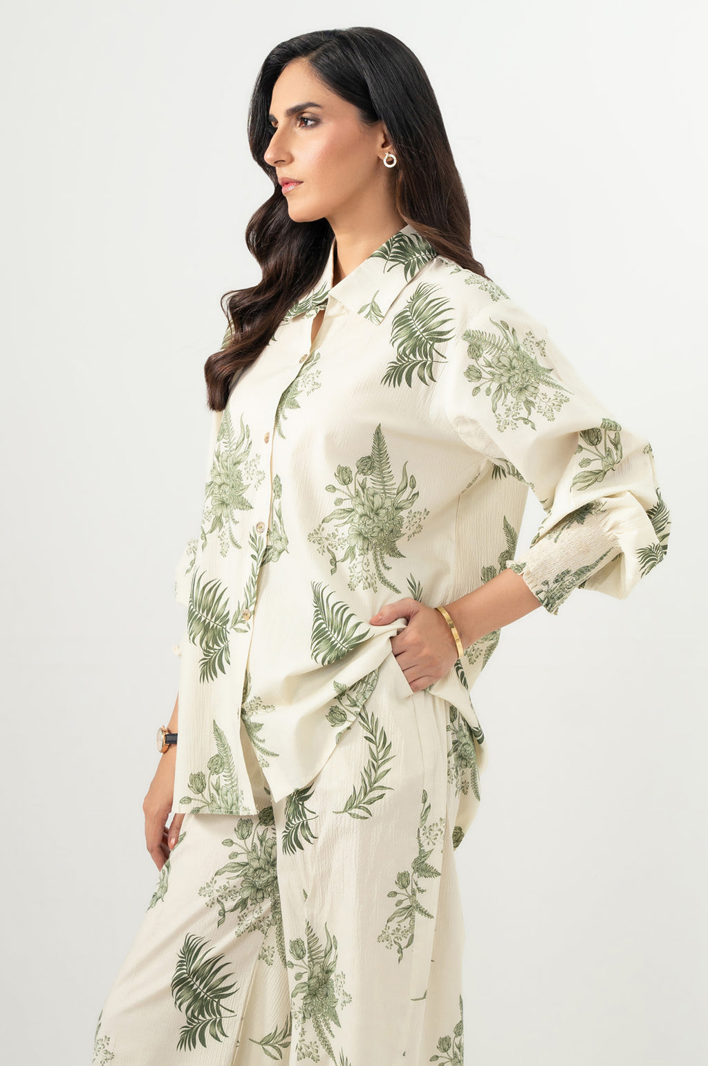 Stitched 2 Piece Stylized Ripple Crinkle Co-Ord Set