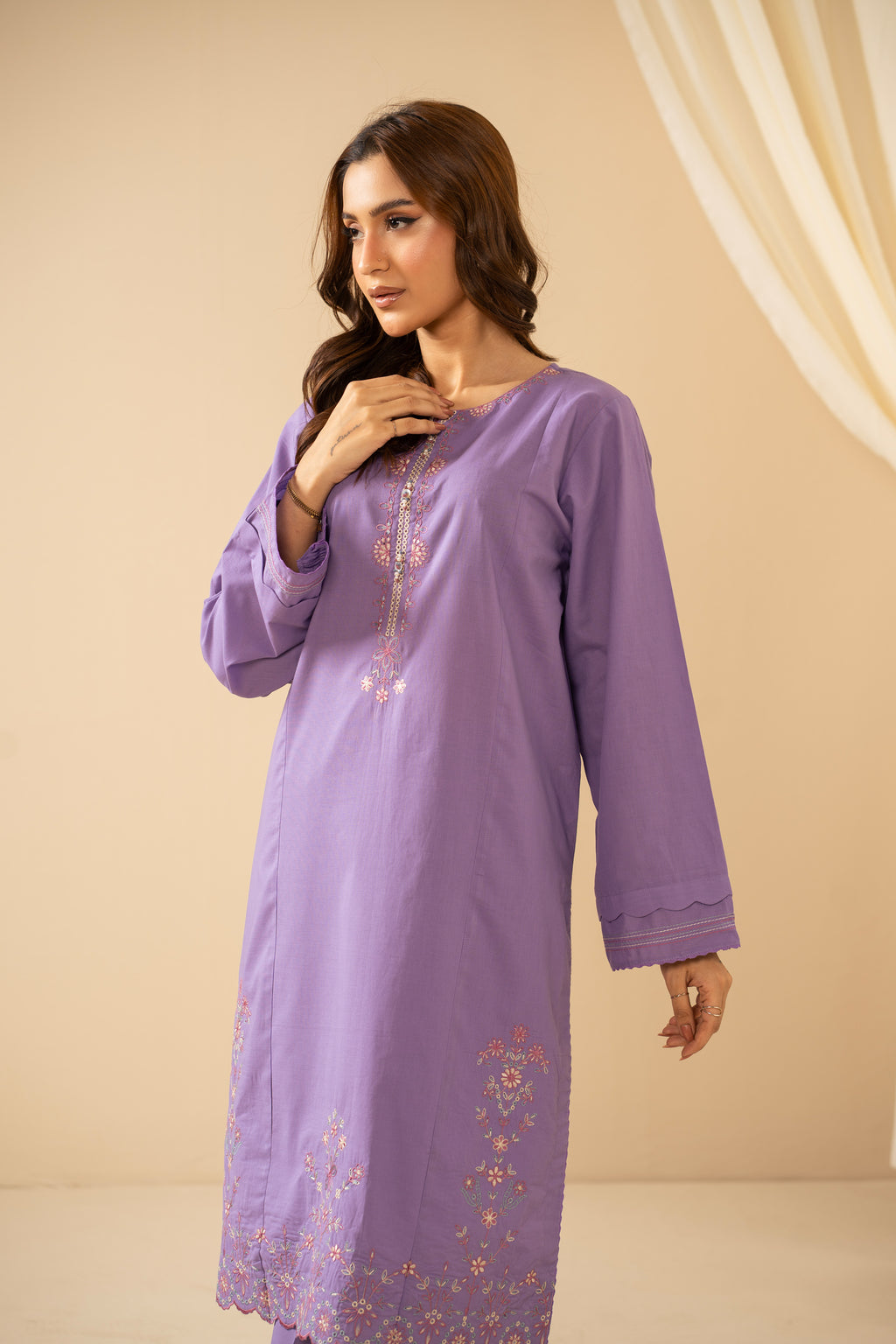 STITCHED EMBROIDERED COTTEL 2 PIECE SUIT