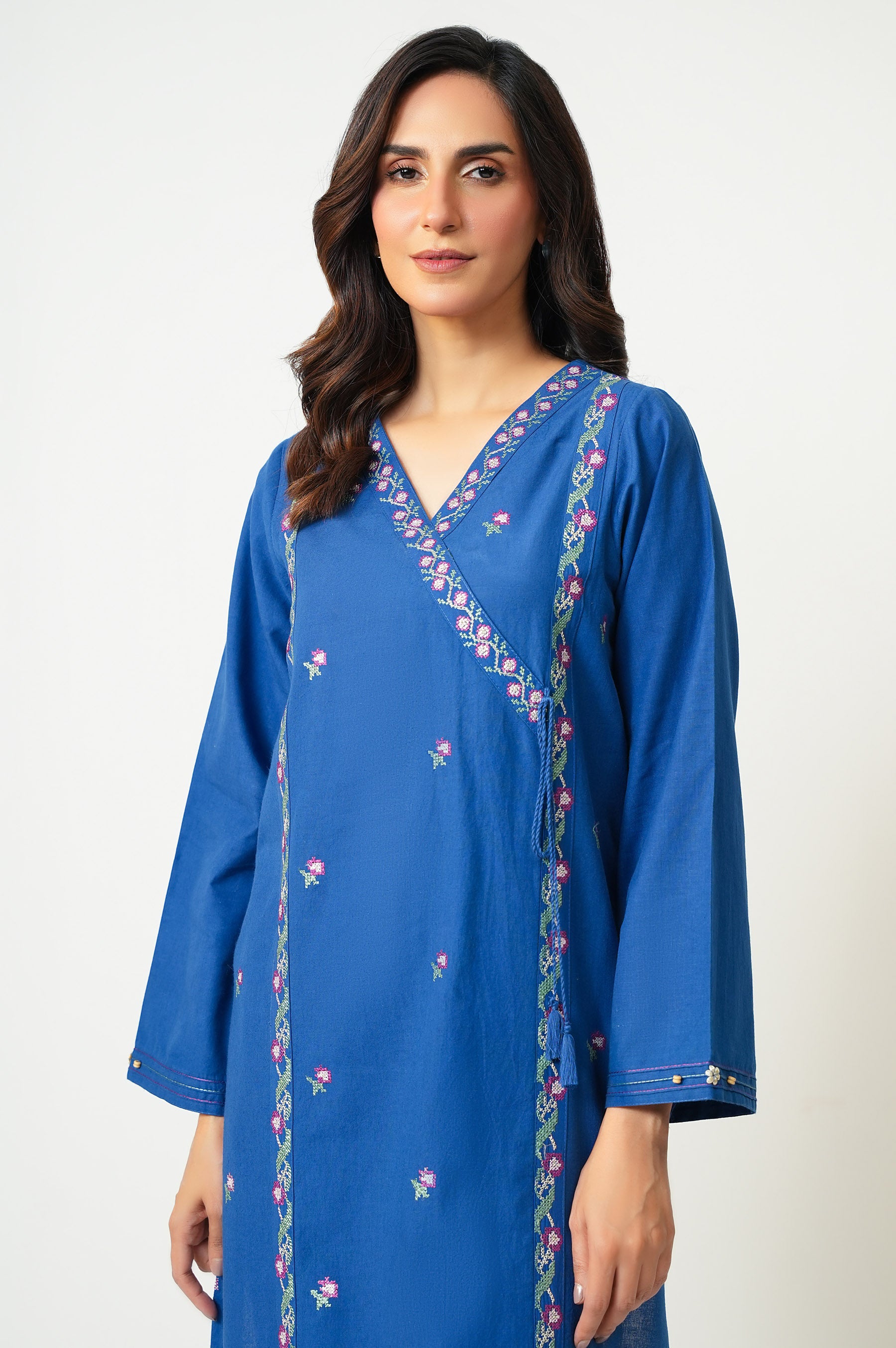 Stitched 2 Piece Embroidered Cambric Suit