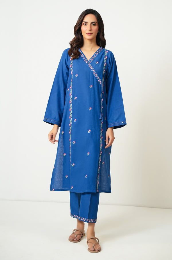 Stitched 2 Piece Embroidered Cambric Suit