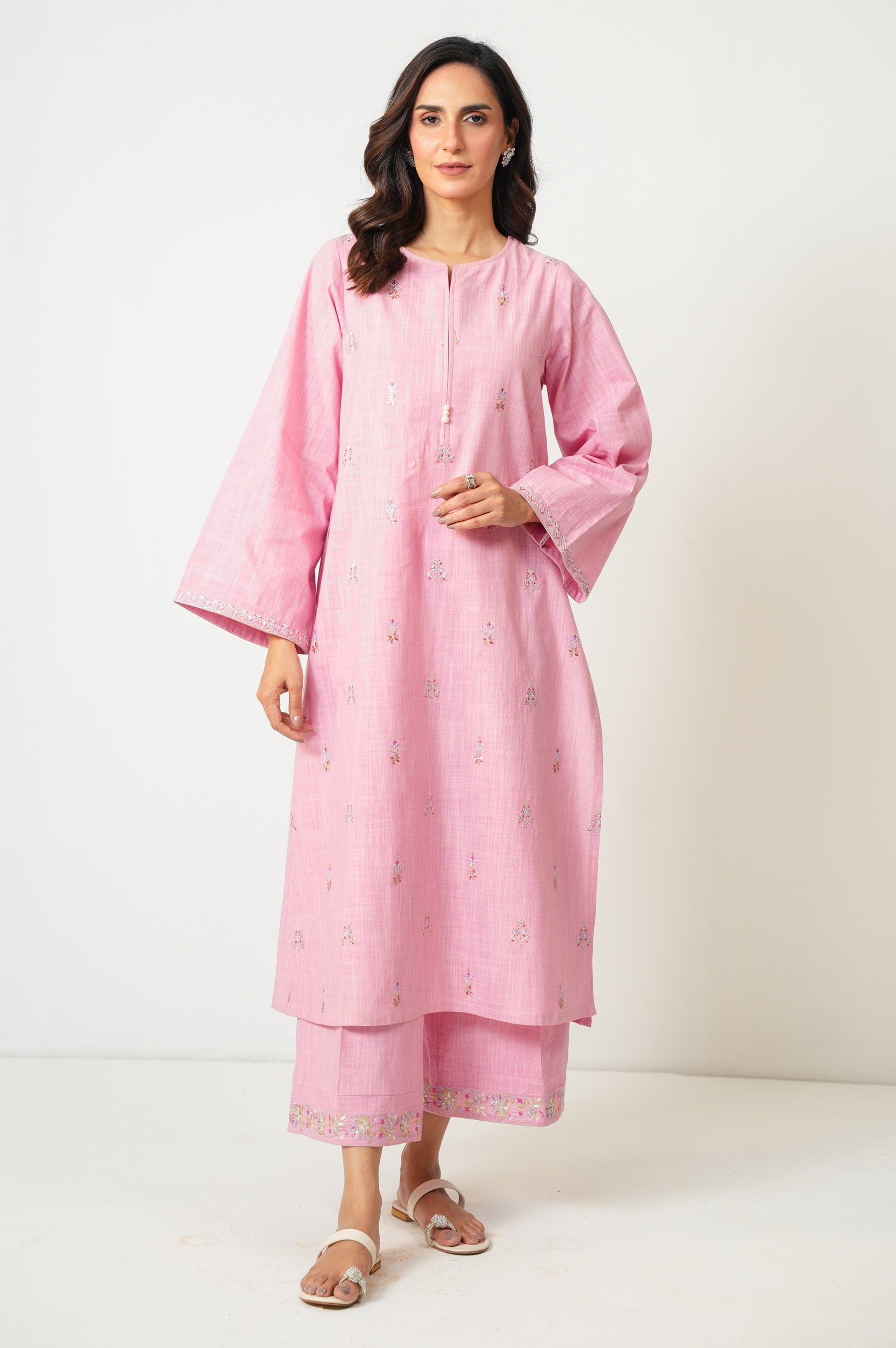 STITCHED EMBROIDERED BOTH SIDE SLUB SHIRT BOTTOM