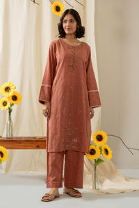 STITCHED EMBROIDERED SELF JACQUARD 2 PIECE SUIT