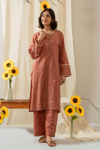 STITCHED EMBROIDERED SELF JACQUARD 2 PIECE SUIT