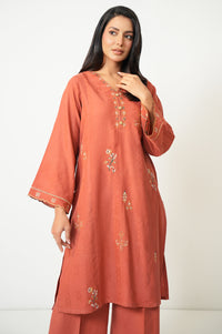 STITCHED EMBROIDERED SATIN JACQUARD SHIRT BOTTOM