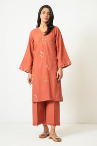 STITCHED EMBROIDERED SATIN JACQUARD SHIRT BOTTOM