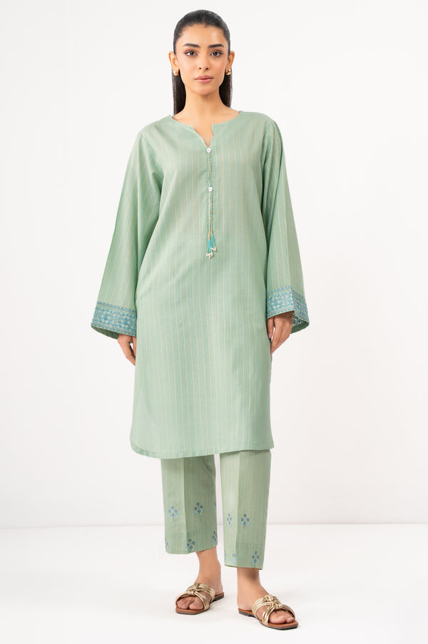 Stitched 2 Piece Embroidered Dobby Mysuri Suit