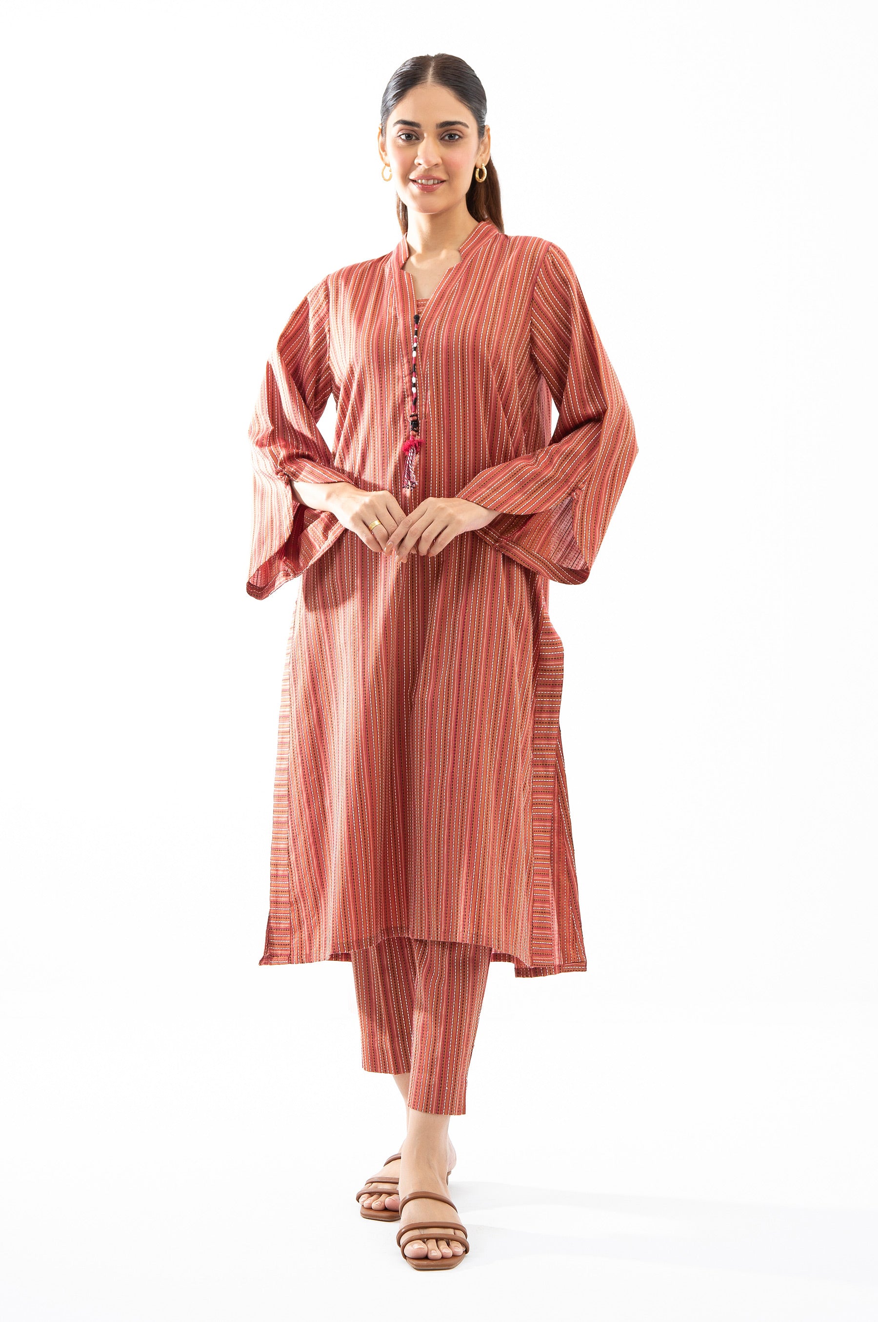 STITCHED EMBROIDERED YARN DYED SHIRT BOTTOM