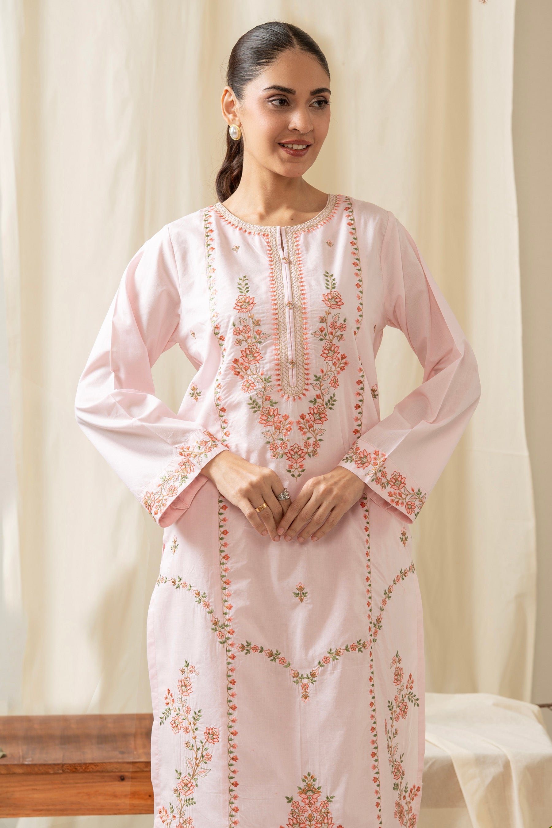 EMBROIDERED CAMBRIC STITCHED 2 PIECE SUIT
