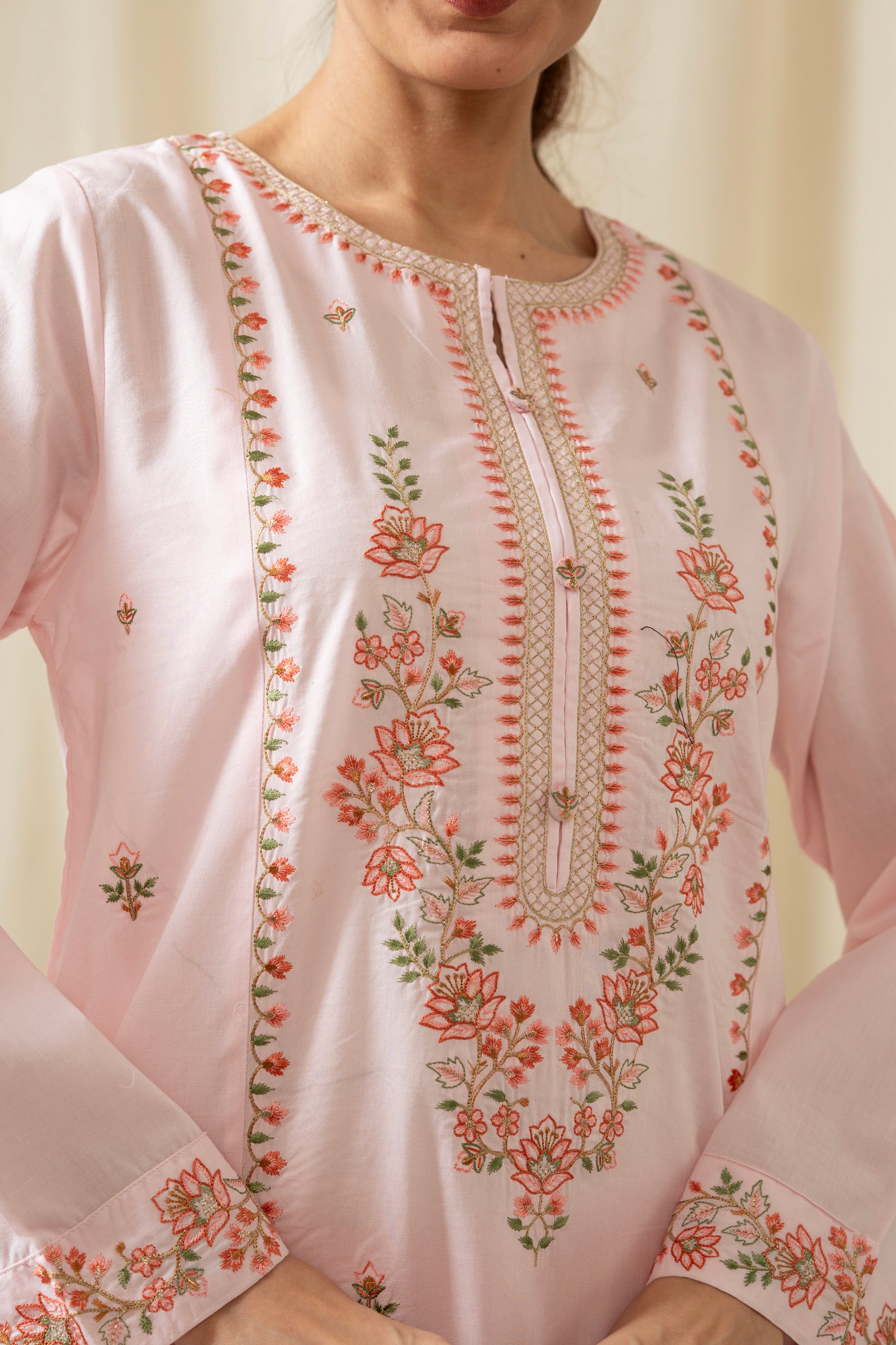 EMBROIDERED CAMBRIC STITCHED 2 PIECE SUIT