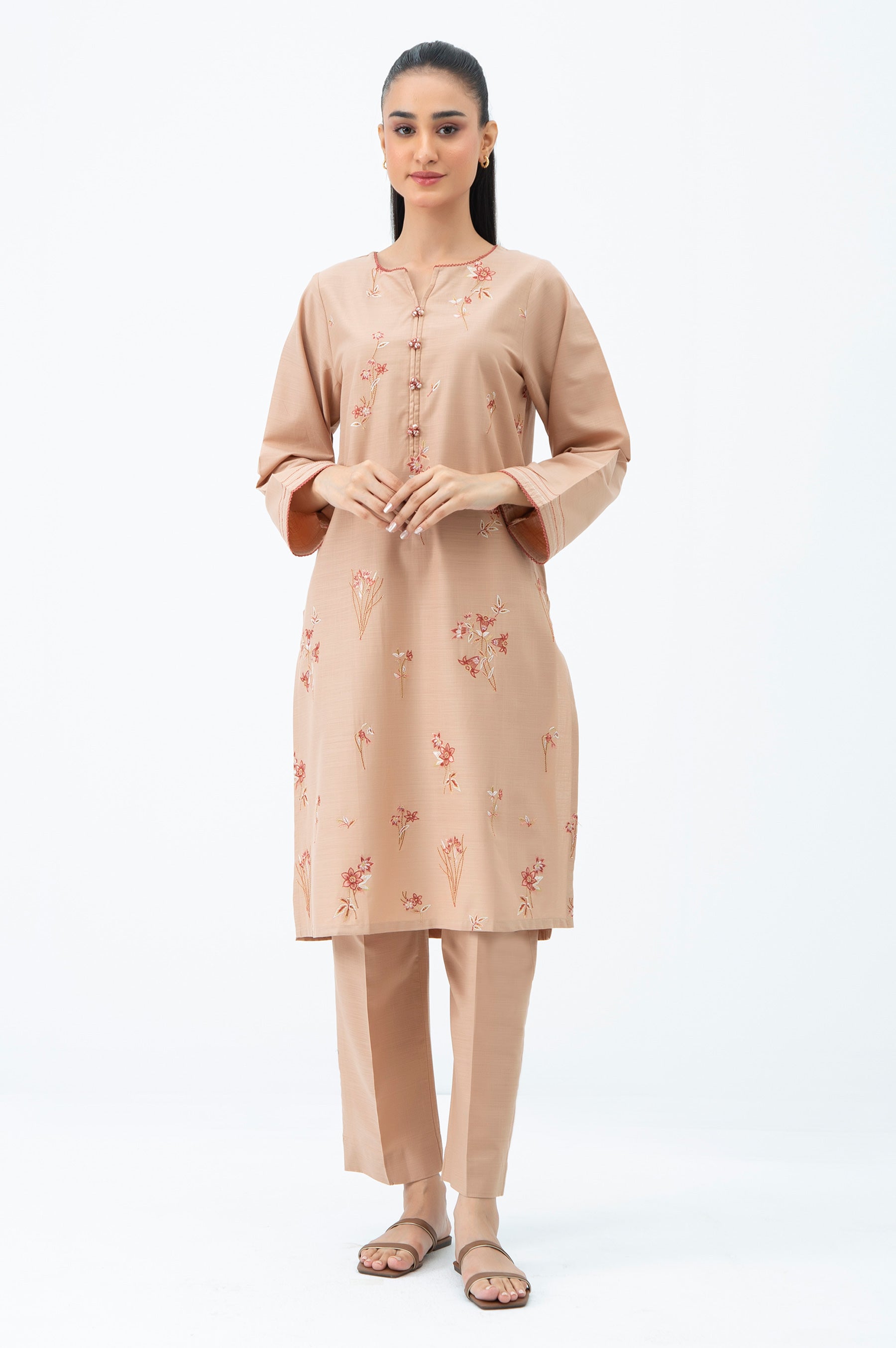 STITCHED EMBROIDERED BOTH SIDE SLUB SHIRT BOTTOM