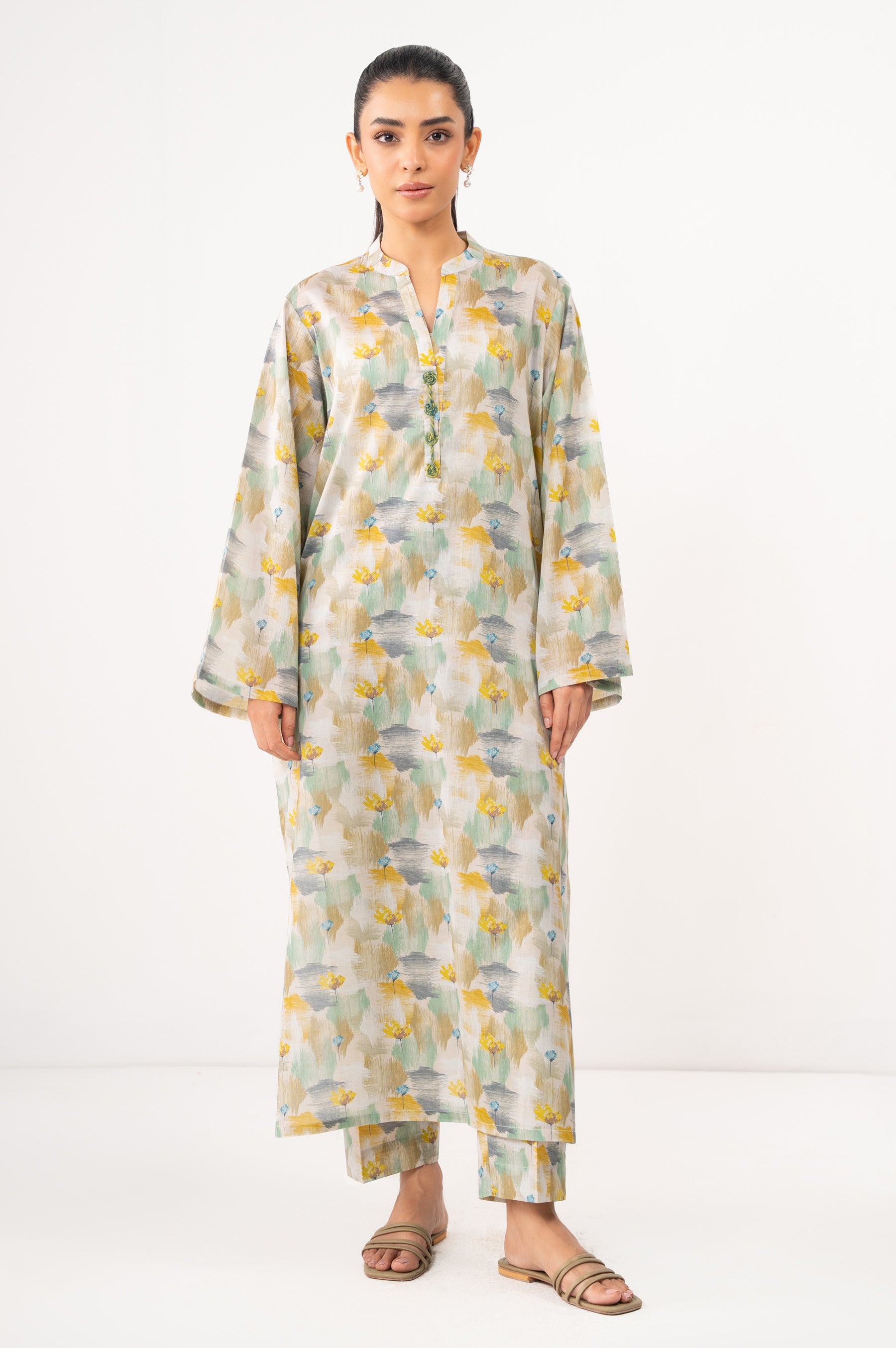STITCHED PRINTED SHIRT BOTTOM