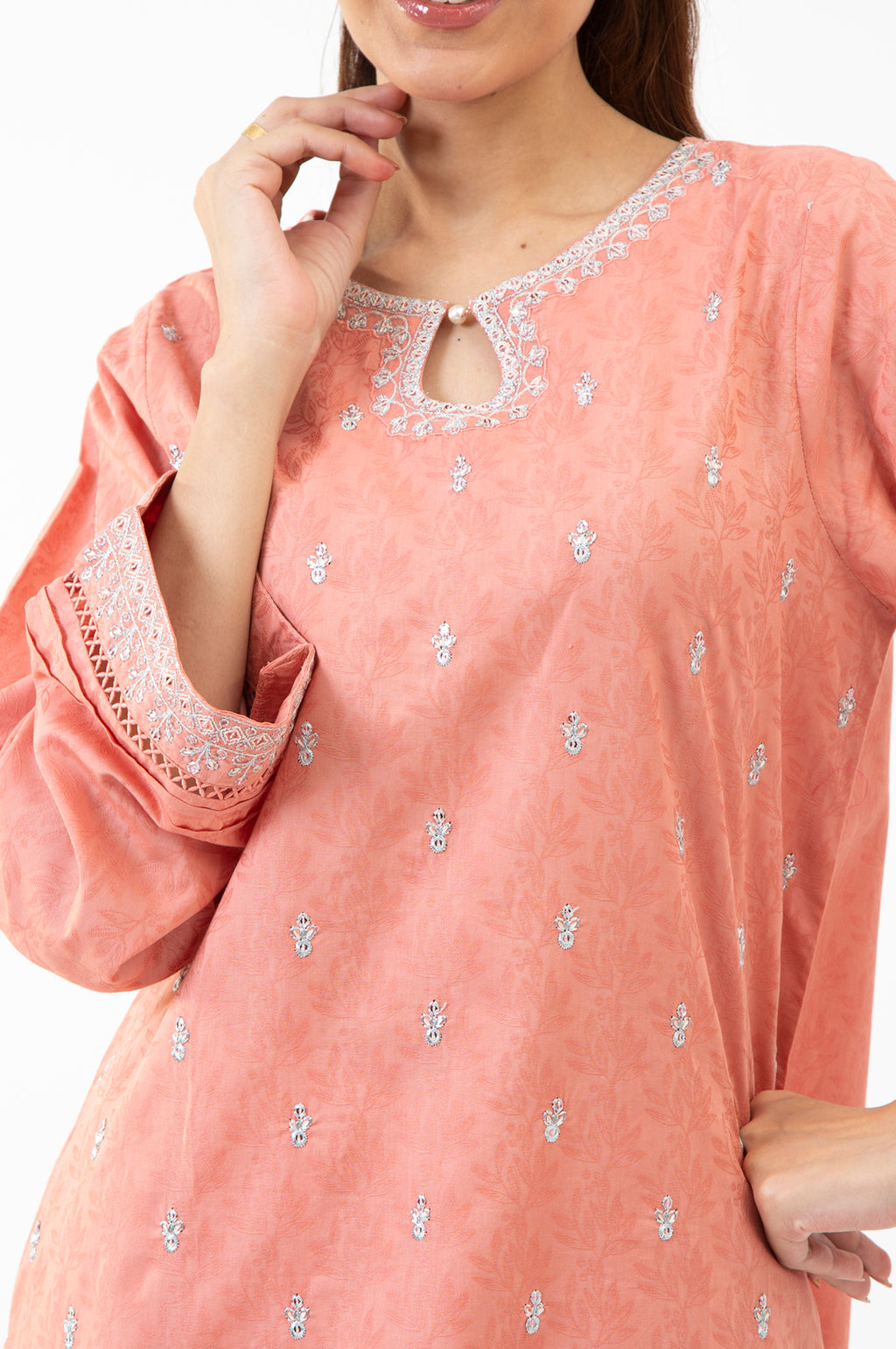 STITCHED EMBROIDERED SHIRT BOTTOM