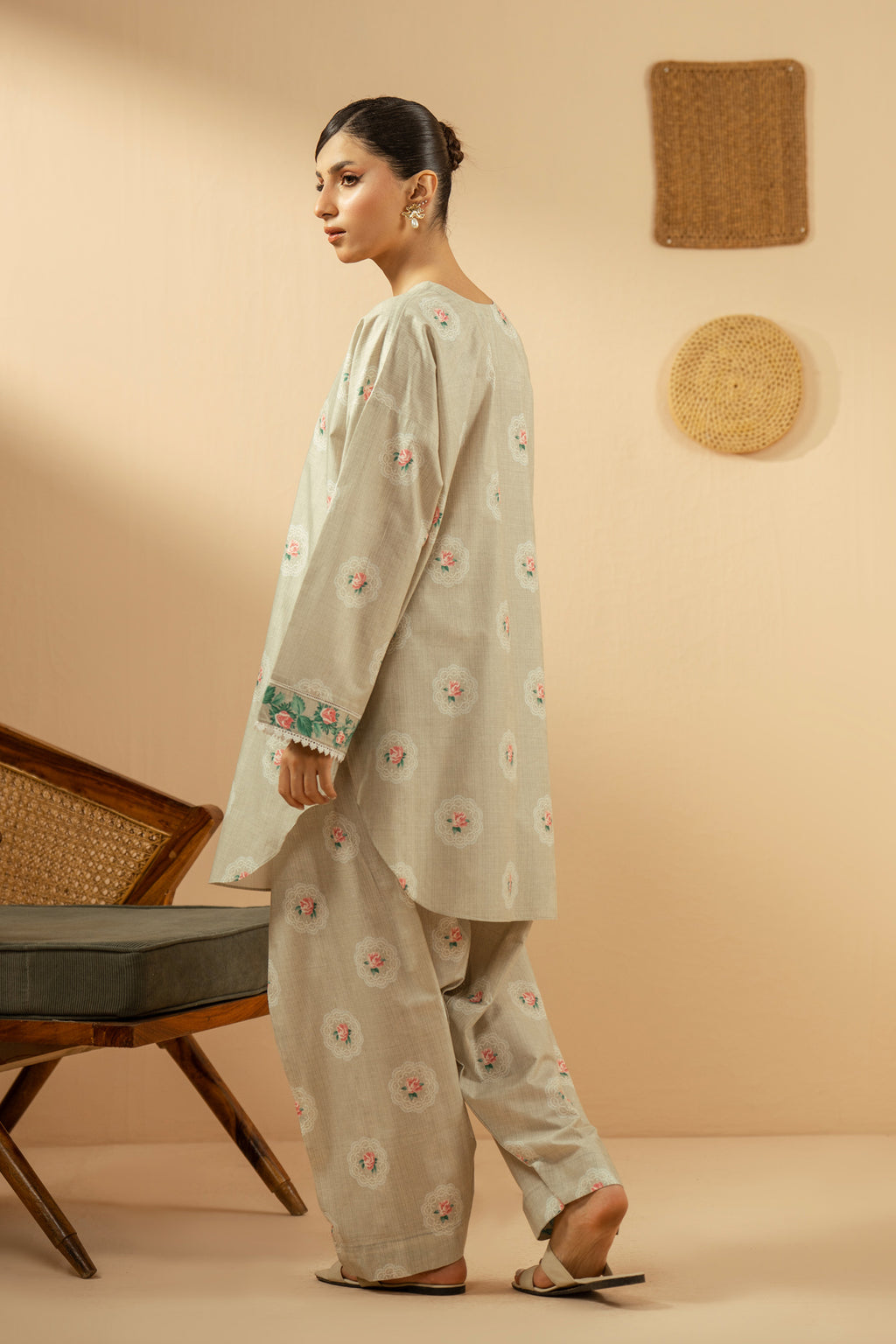 PRINTED CAMBRIC STITCHED 2 PIECE SUIT