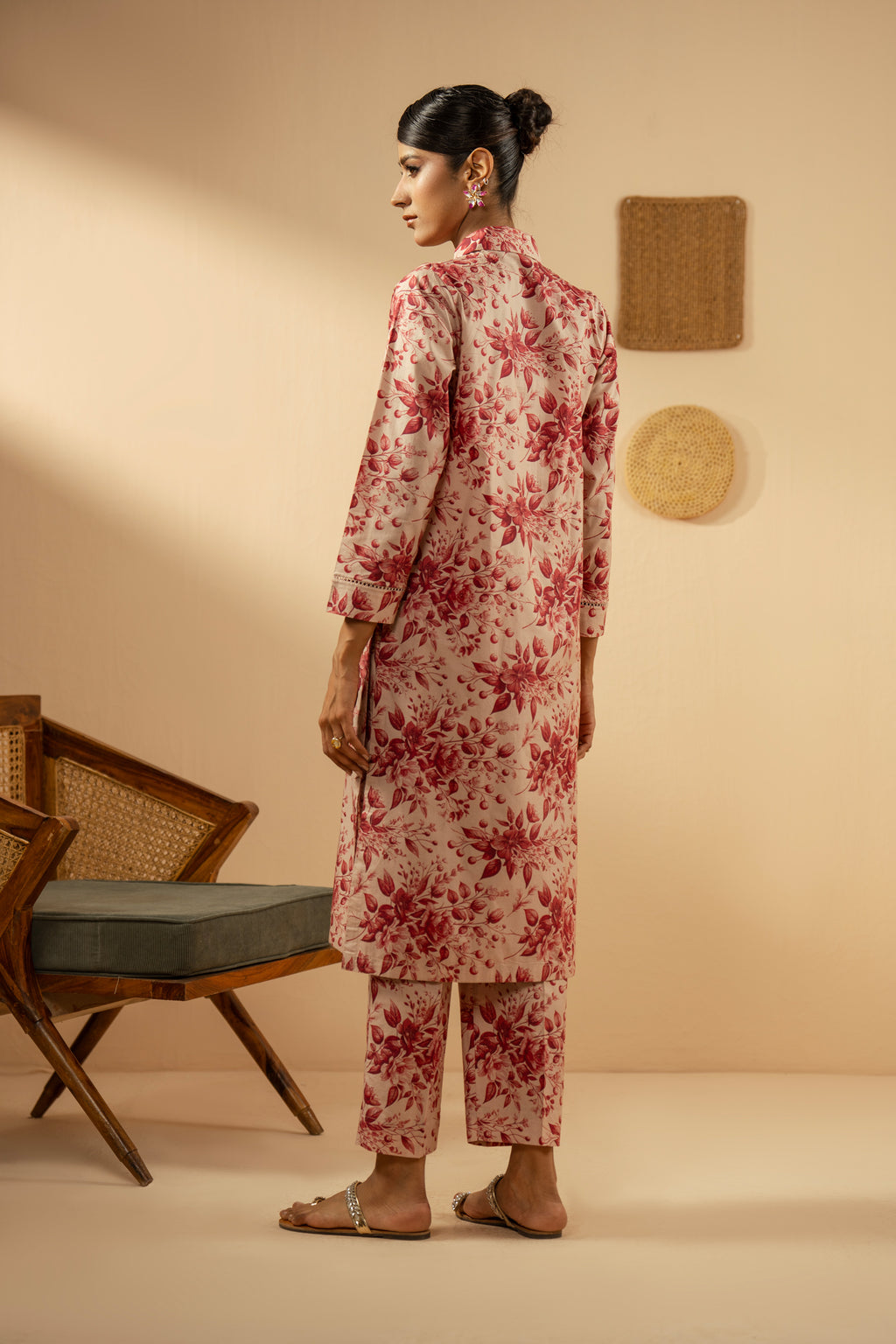 PRINTED CAMBRIC STITCHED 2 PIECE SUIT