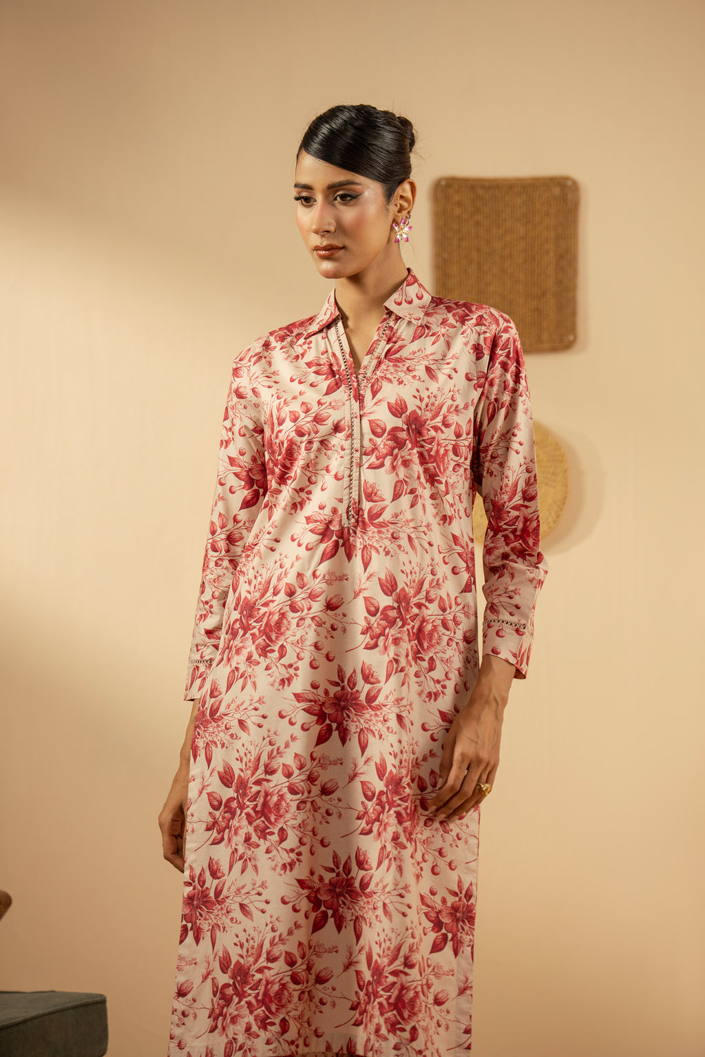 PRINTED CAMBRIC STITCHED 2 PIECE SUIT