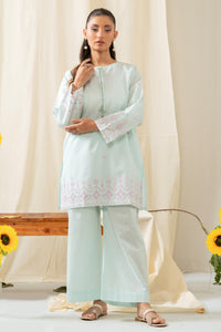 STITCHED EMBROIDERED CAMBRIC 2 PIECE SUIT