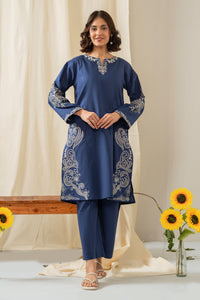 STITCHED EMBROIDERED CAMBRIC SUIT