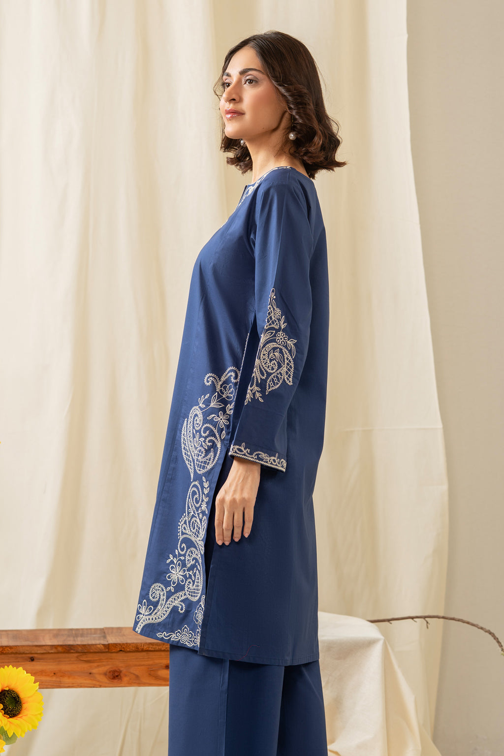 STITCHED EMBROIDERED CAMBRIC SUIT