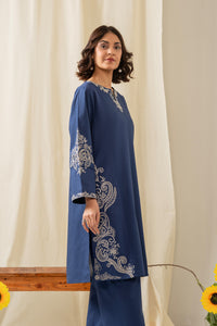 STITCHED EMBROIDERED CAMBRIC SUIT