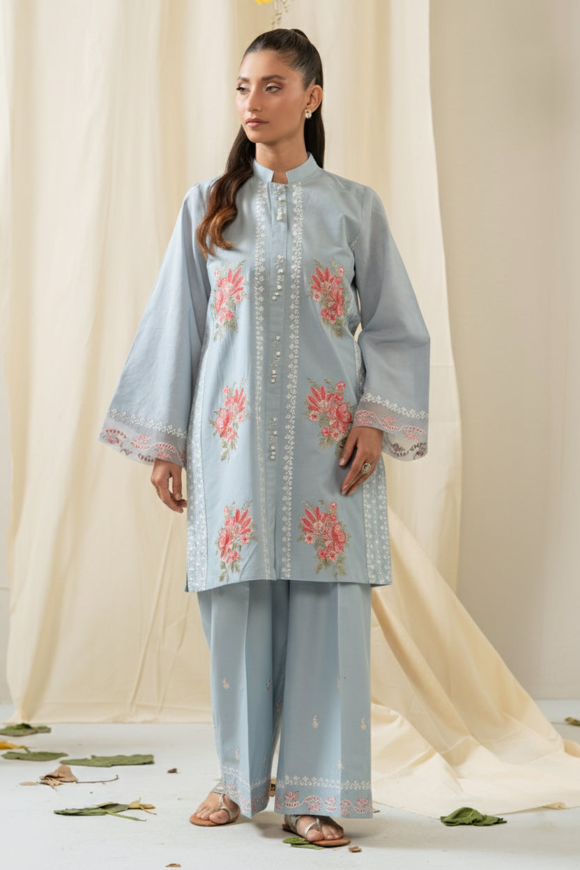 EMBROIDERED CAMBRIC STITCHED SHIRT BOTTOM