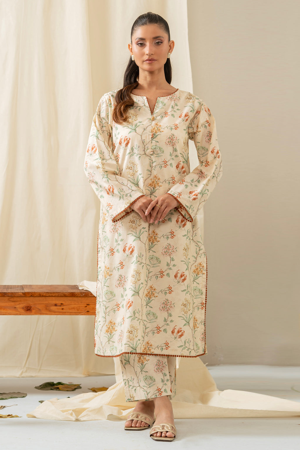 PRINTED CAMBRIC STITCHED 2 PIECE SUIT