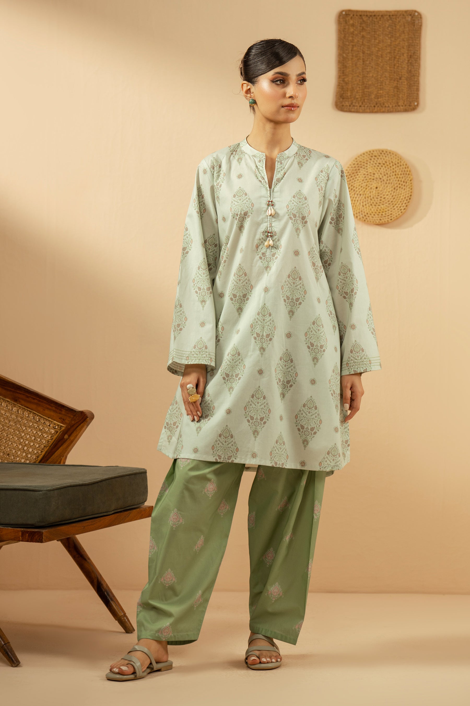 PRINTED CAMBRIC STITCHED SHIRT BOTTOM