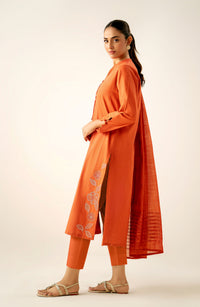 Stitched 3 Piece Embroidered Cotton Slub Suit