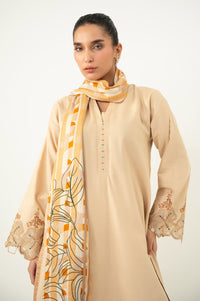 EMBROIDERED TWILL KHADDAR STITCHED SHIRT BOTTOM