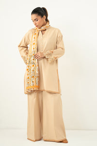 EMBROIDERED TWILL KHADDAR STITCHED SHIRT BOTTOM