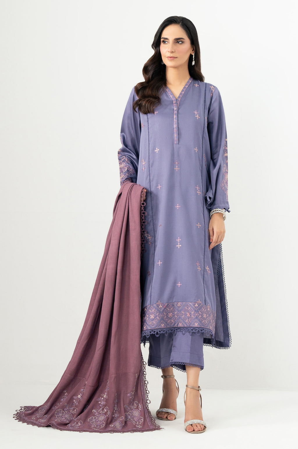 UNSTITCHED EMBROIDERED SUIT
