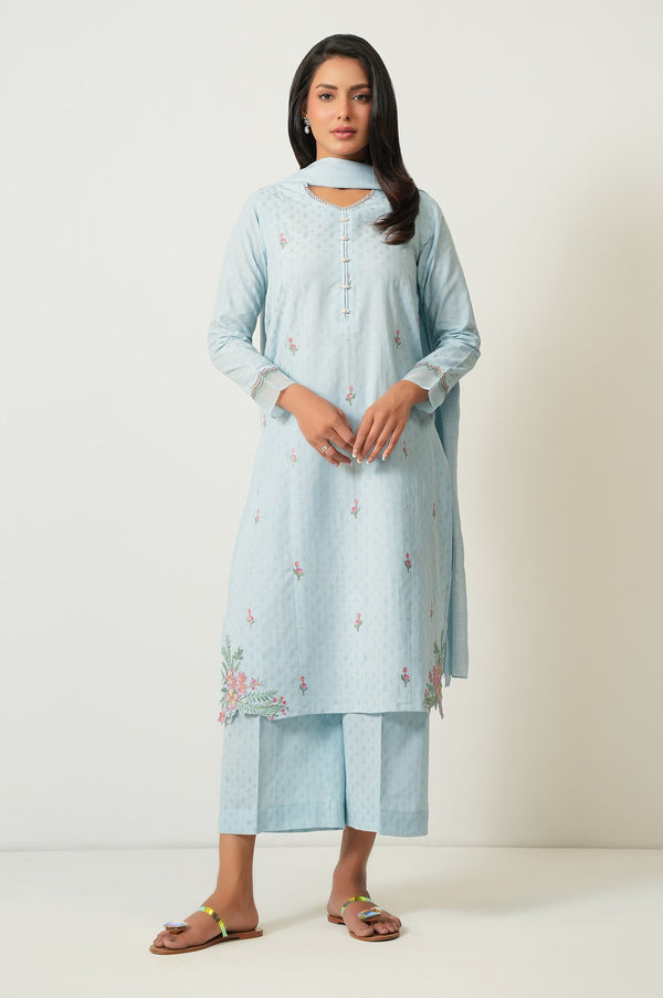 Stitched 3 Piece Embroidered Dobby Suit