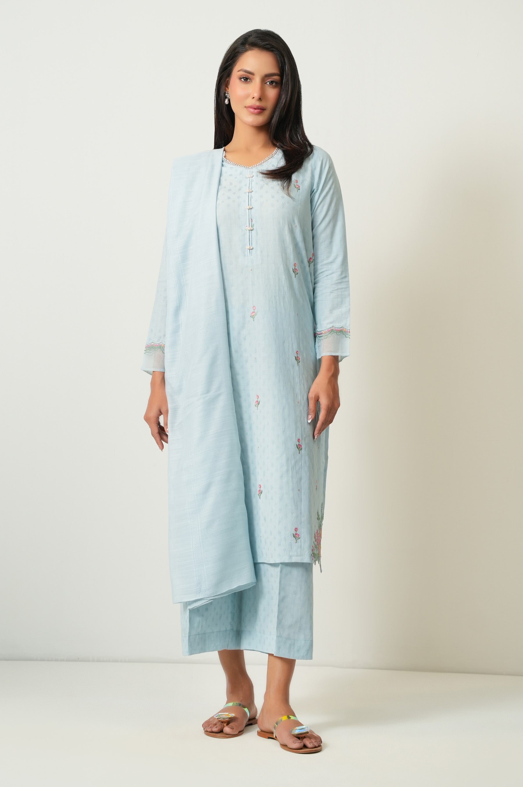 STITCHED EMBROIDERED DOBBY SUIT