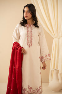STITCHED EMBROIDERED COTTON LINEN VISCOSE SUIT