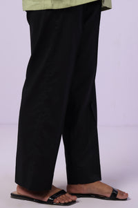 Solid Straight Pants Relax Fit - Black
