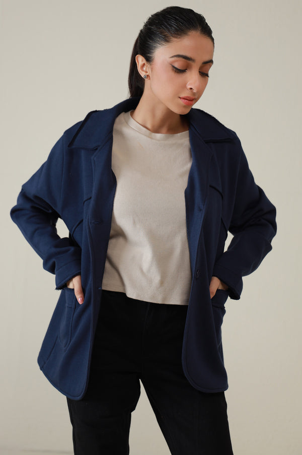 Two-Button Coat - Navy