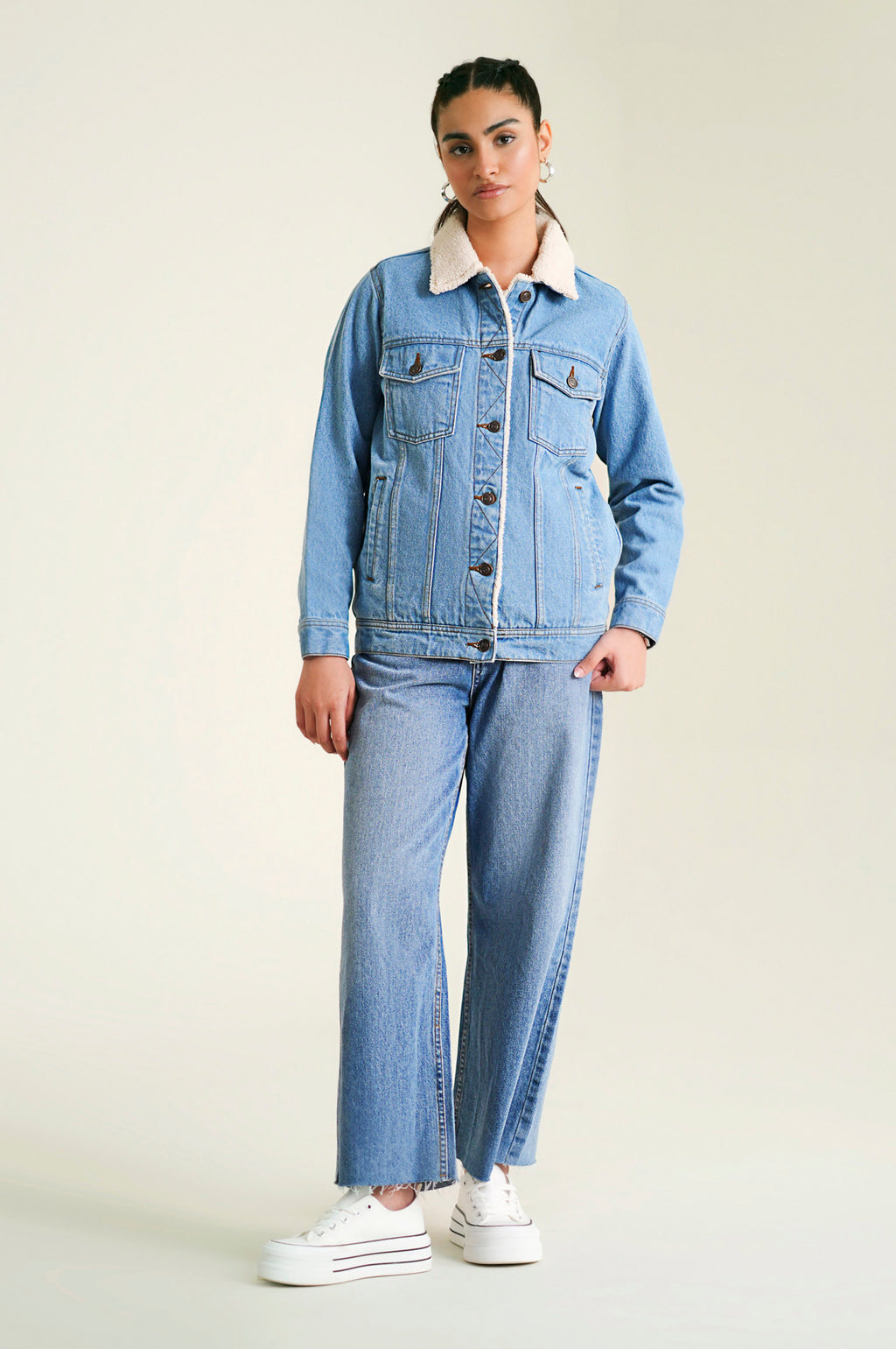 Sherpa Denim Jacket - Light Blue