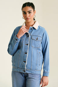 Sherpa Denim Jacket - Light Blue