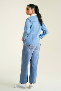 Sherpa Denim Jacket - Light Blue