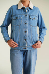 Sherpa Denim Jacket - Light Blue