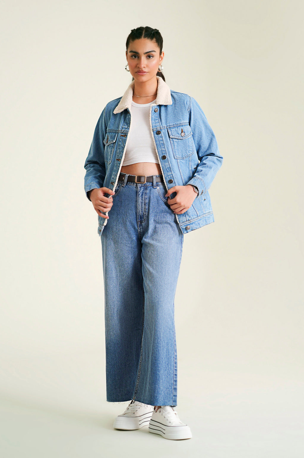 Sherpa Denim Jacket - Light Blue