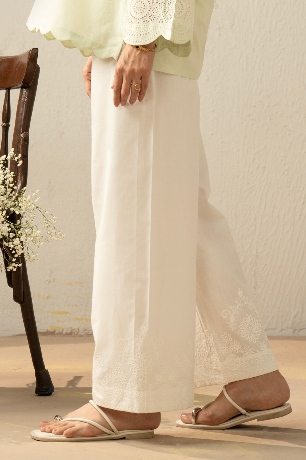 CHIKANKARI CAMBRIC CULOTTES