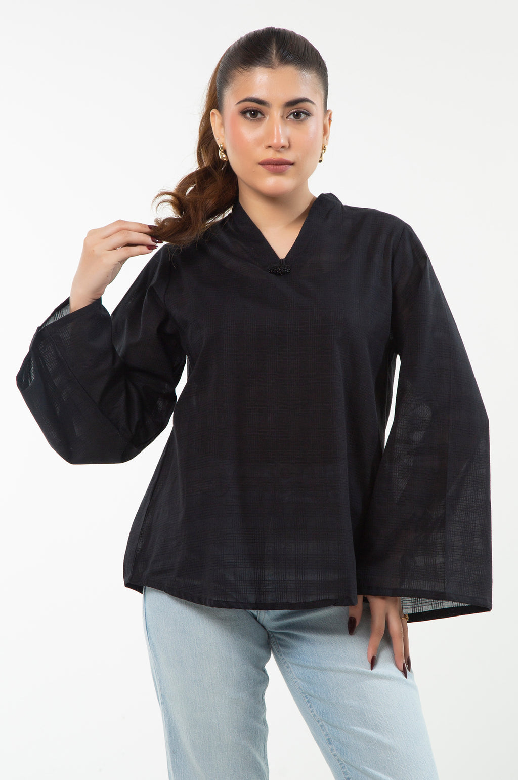 Stitched 1 Piece Check Cambric Shirt