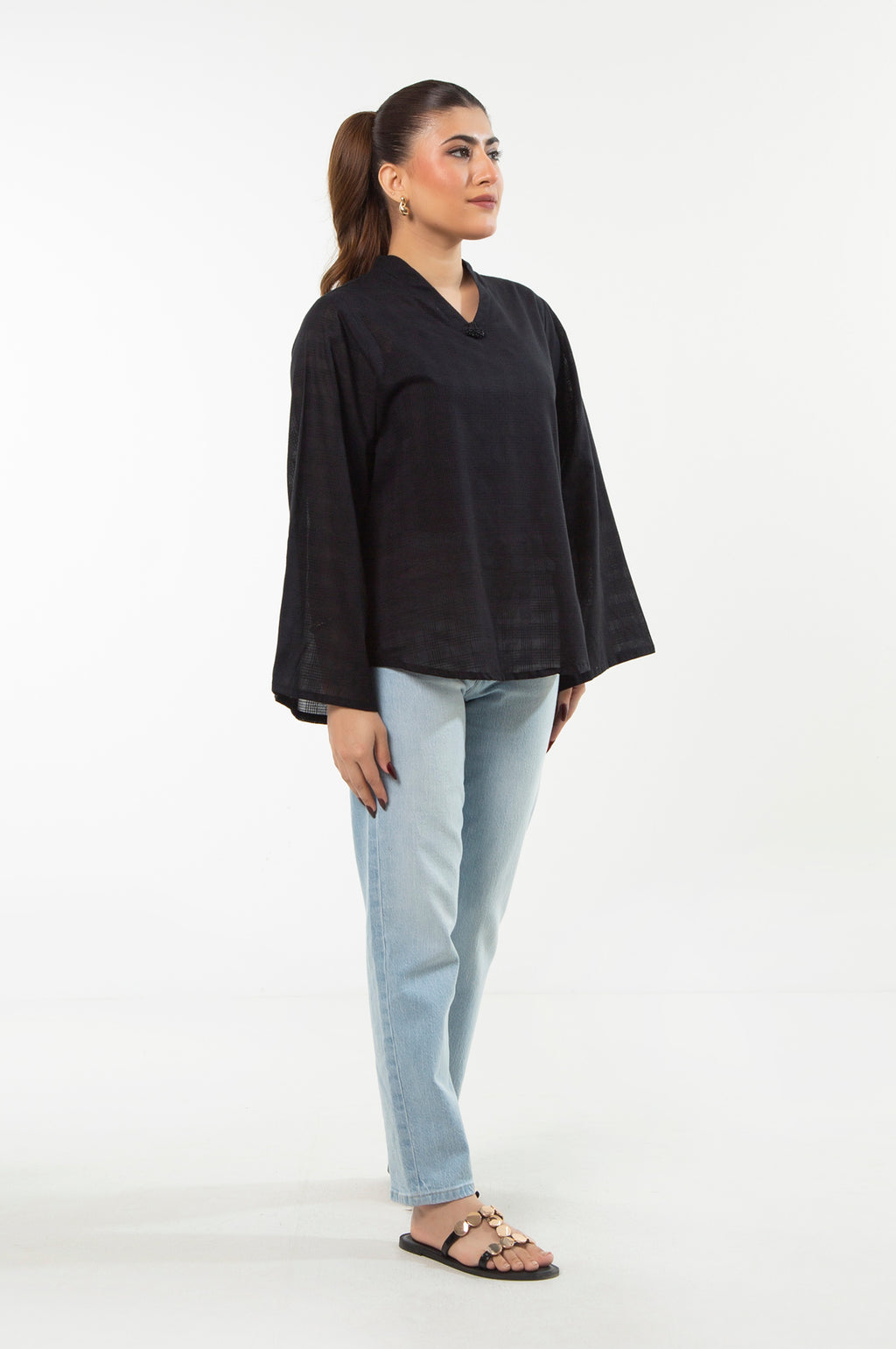 Stitched 1 Piece Check Cambric Shirt