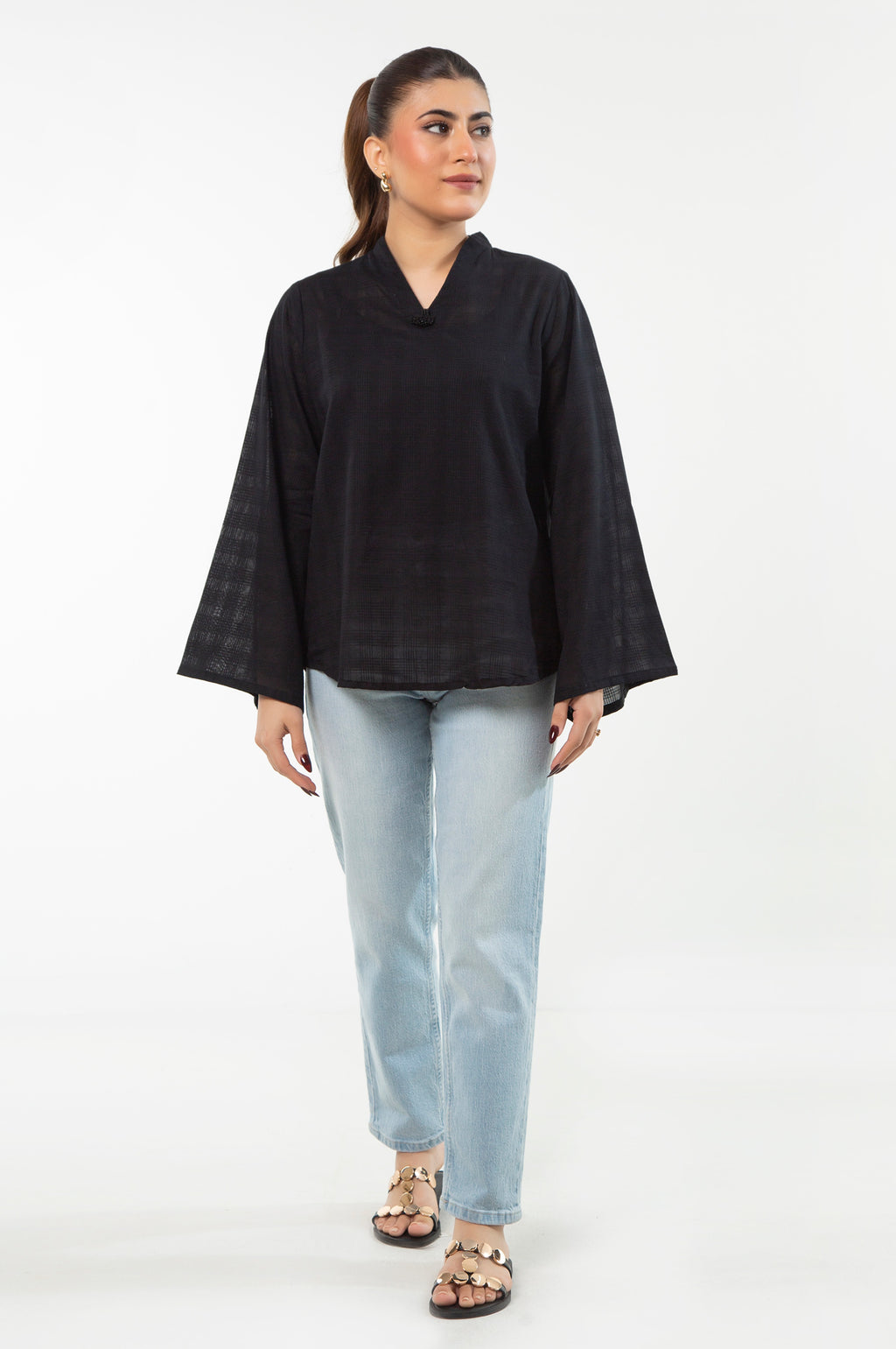 Stitched 1 Piece Check Cambric Shirt