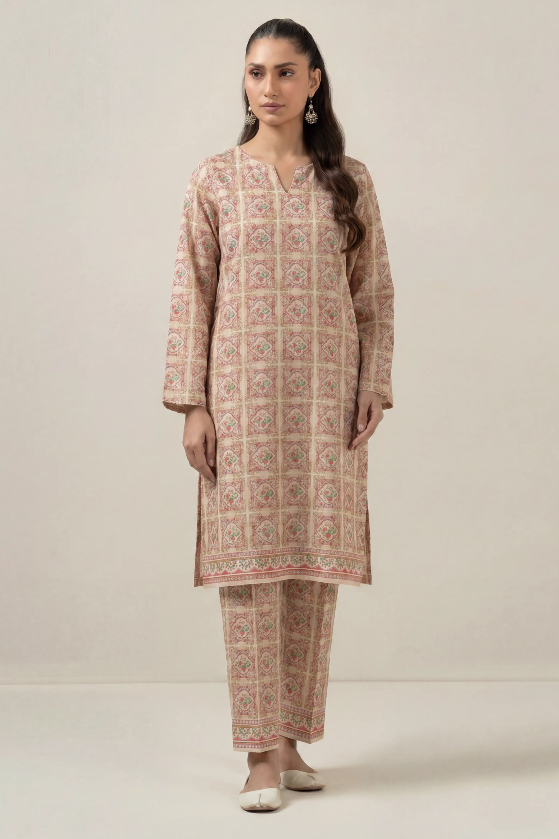 PRINTED COTTON LINEN UNSTITCHED SHIRT BOTTOM SUIT