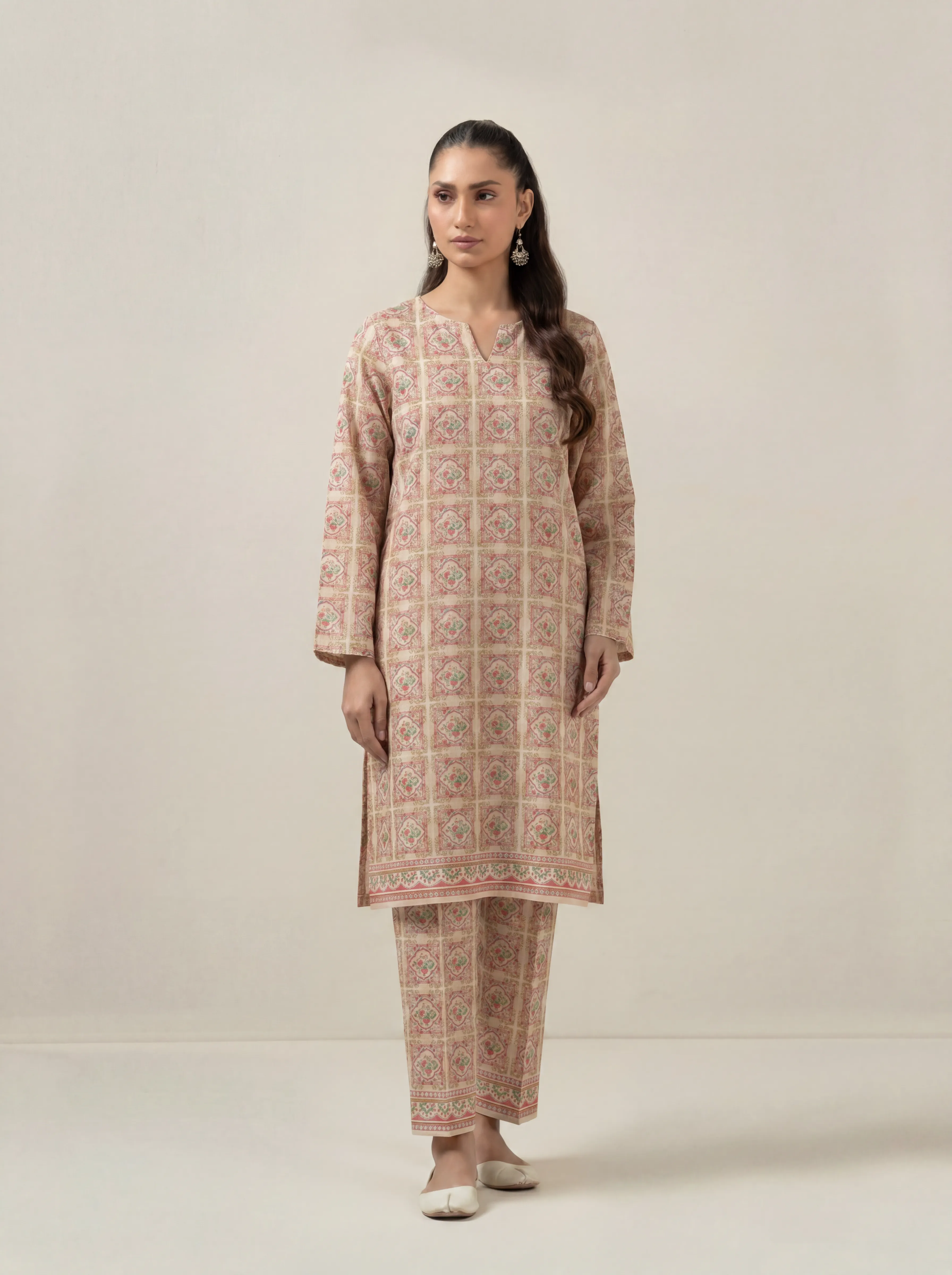 PRINTED COTTON LINEN UNSTITCHED SHIRT BOTTOM SUIT